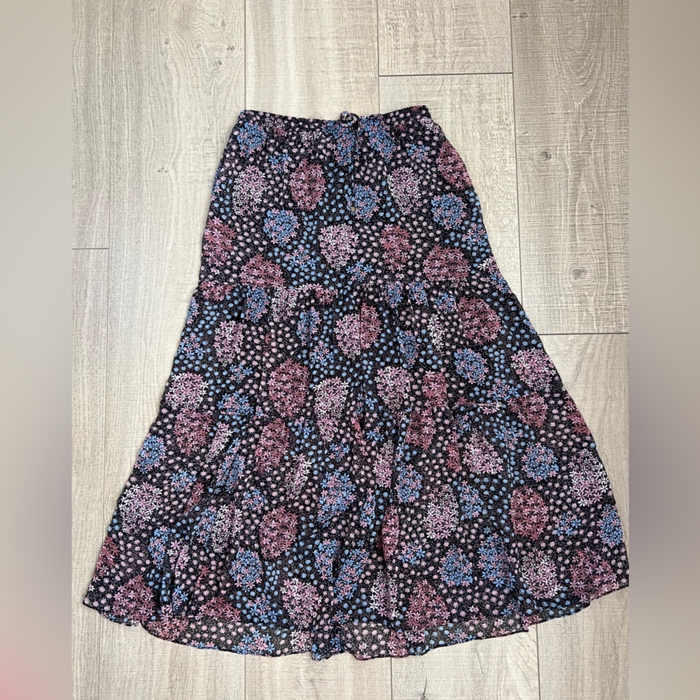 Anthropologie Maeve A-Line Skirt in Pink and Blue Floral Size XS